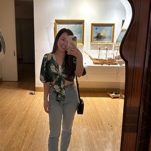 Floral Green Crop Top